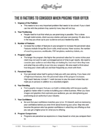 The Factors to Consider When Pricing Your Offer Template The Factors to Consider When Pricing Your Offer Template