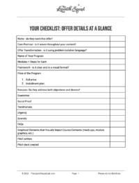 Your Offer Checklist TEMPLATE Your Offer Checklist TEMPLATE