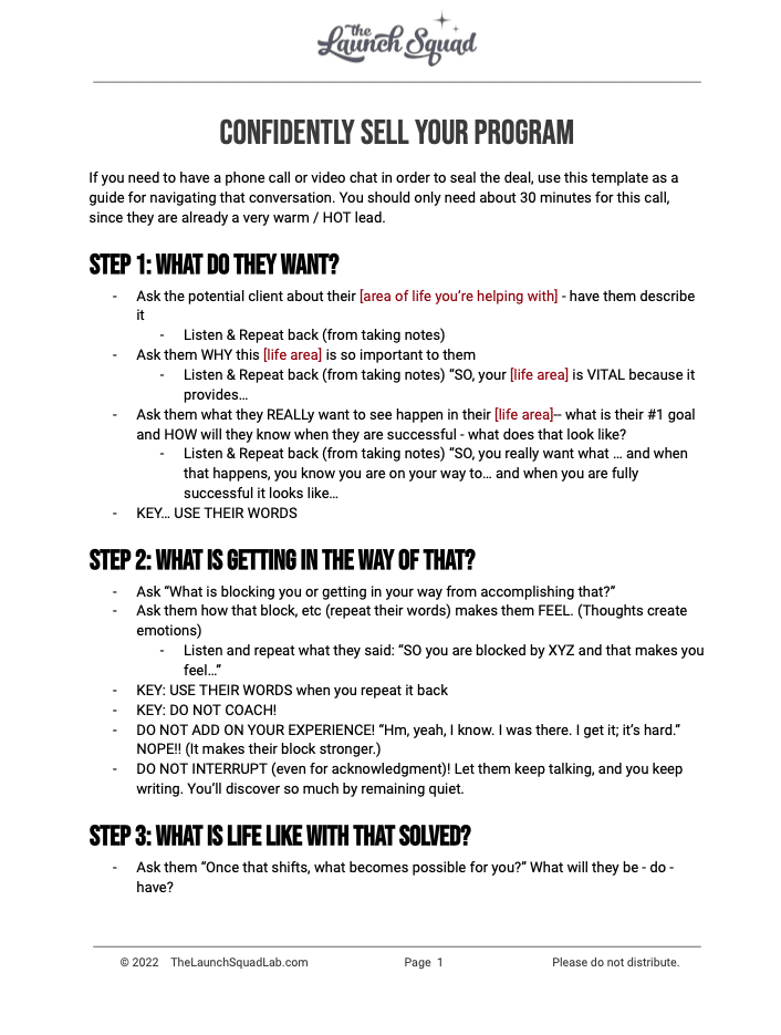 Confidently Sell Your Program Confidently Sell Your Program