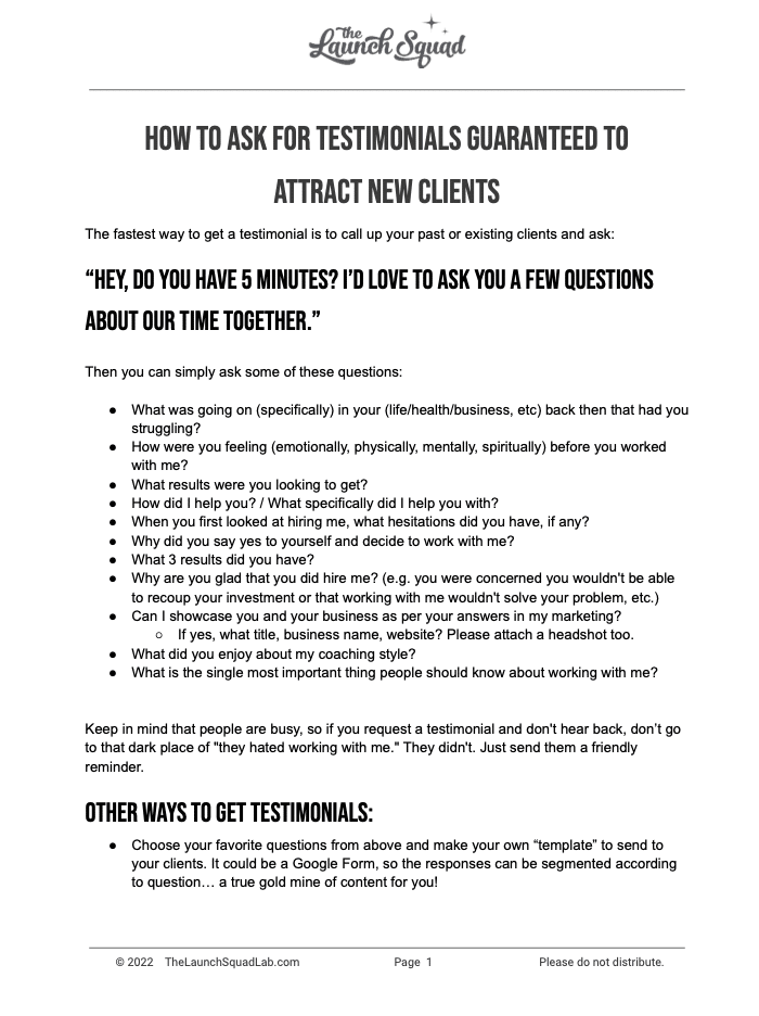 How to Ask for Testimonials Guaranteed to Attract New Clients Template How to Ask for Testimonials Guaranteed to Attract New Clients Template